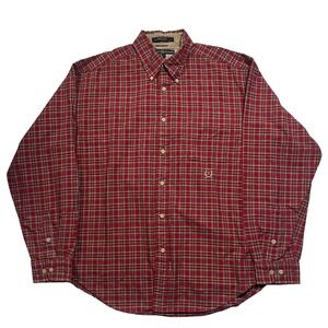 Tommy Hilfiger Mens Plaid Button Down Shirt Long Sleeve Red Cotton Size L